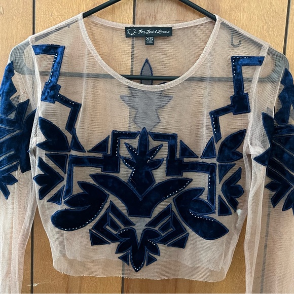 Rare For Love and Lemons FL&L Vienna Velvet Lace Sheer Crop Top XS - Picture 3 of 15